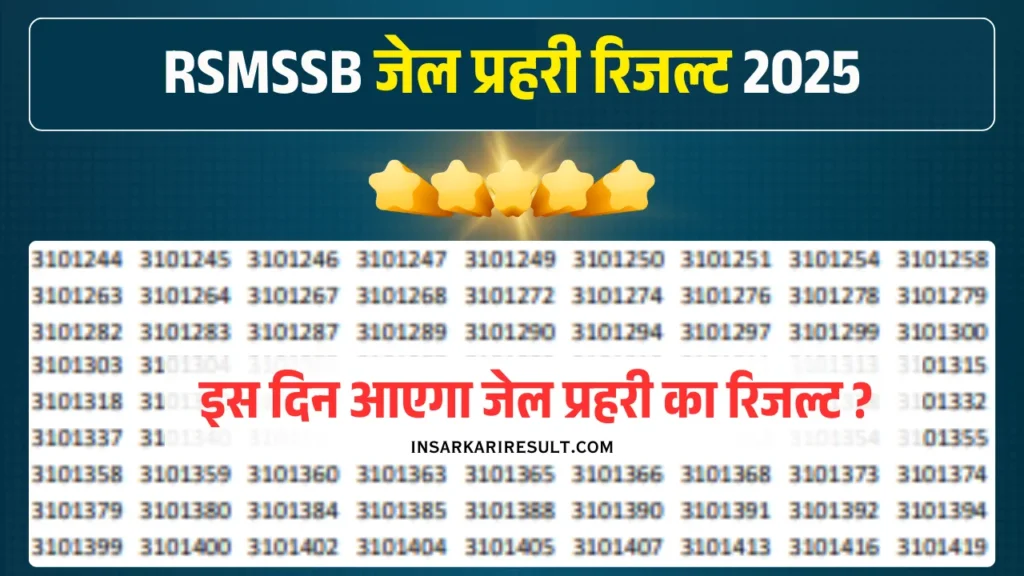 Rajasthan Jail Parhari Result Date 2025 inSarkari Result